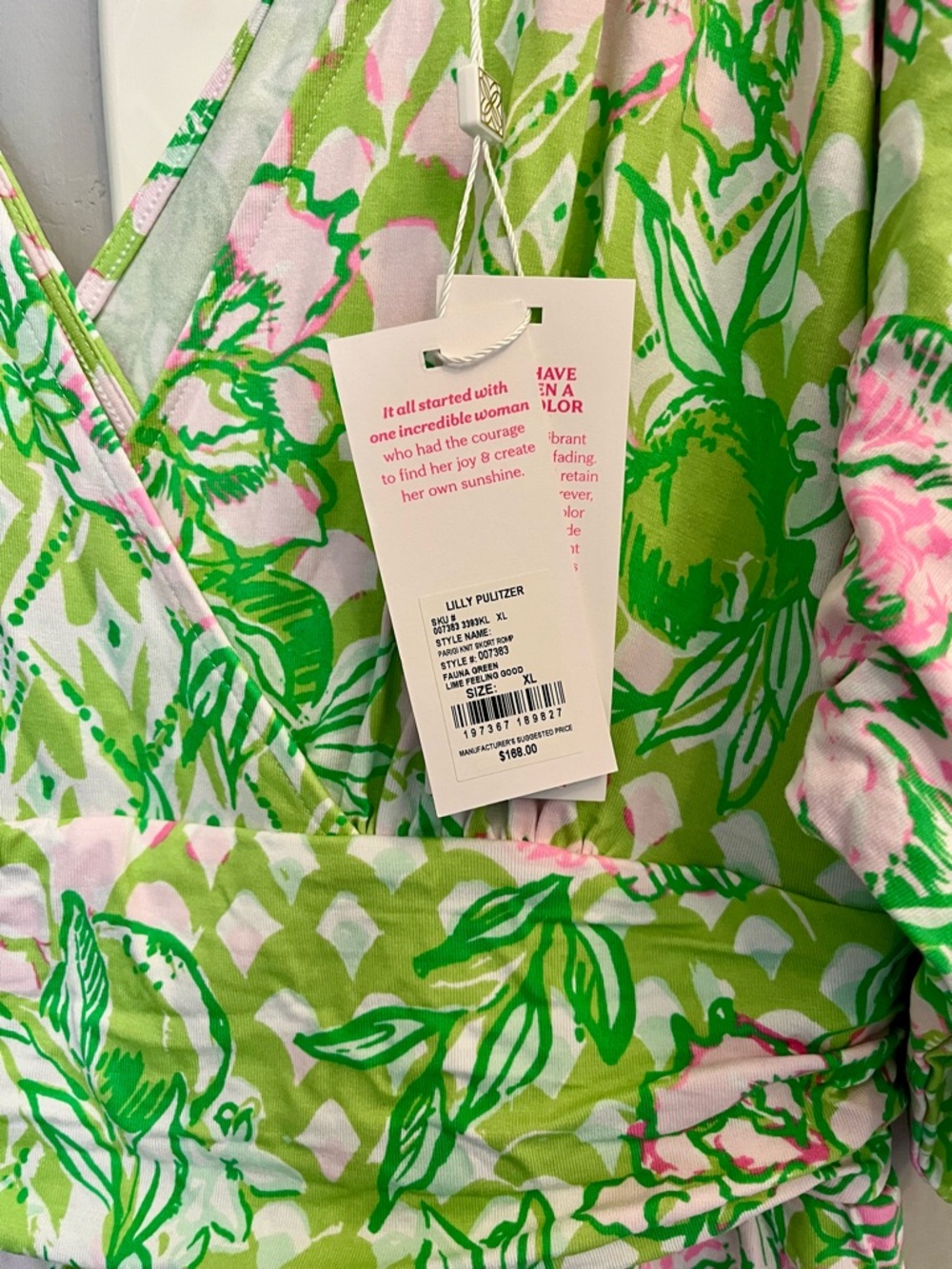 NWT Lilly Pulitzer Parigi Skort Romper Fauna Green Lime Feeling Good Size XL - Picture 4 of 5
